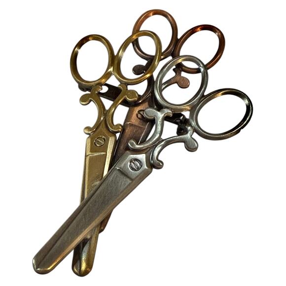 Wholesale Bulk Lot 12 Gold Silver Copper Tone Sewing Scissors Brooches Pins - Picture 2 of 6